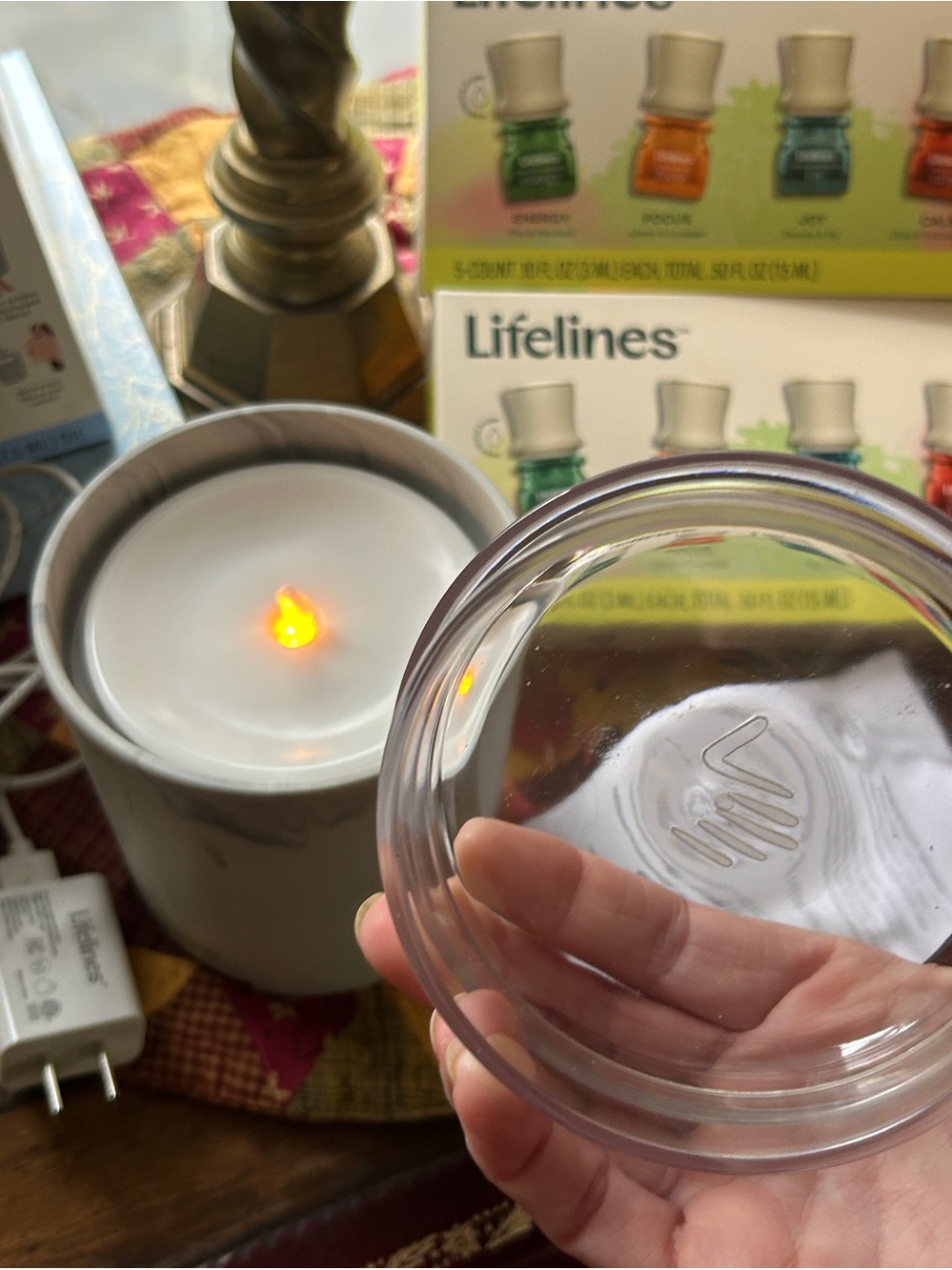 Lifelines Rechargeable Flameless Candle Aroma Diffuser Wellness Kit Set of 3 NEW